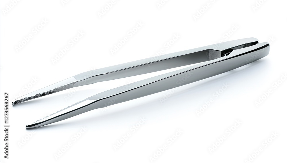 Medical surgical forceps, studio, white background, isolated tool Medical surgical forceps, studio, white background, isolated tool