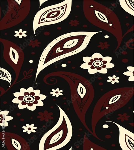 Big flowers pattern, upscale floral pattern. graphical textures floral, trendy colors pattern,Monochrome, flowers background with leaves. vector illustration.