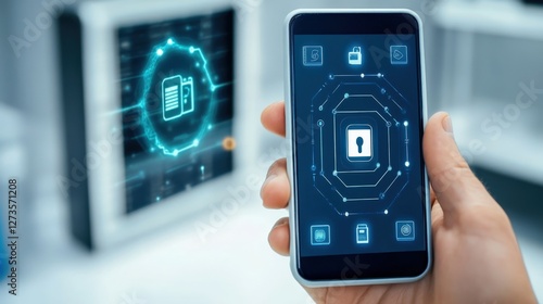 Digital security measures unveiled smartphone encryption techniques technology lab infographic modern close-up data protection