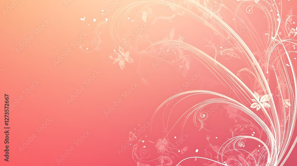 Abstract Coral Pink Floral Design With Swirls Abstract Coral Pink Floral Design With Swirls