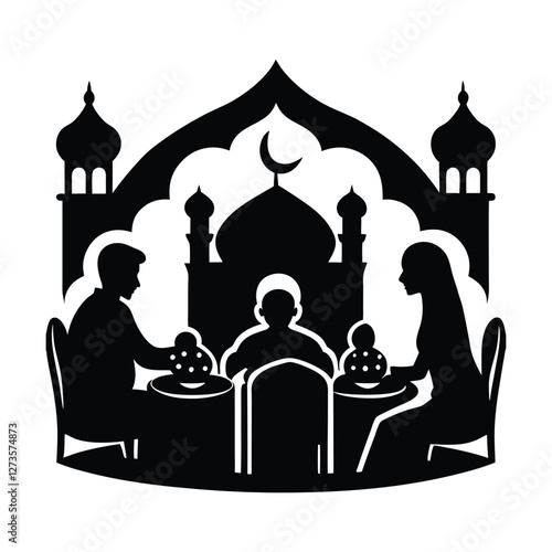 Iftar time in ramadan silhouette vector art