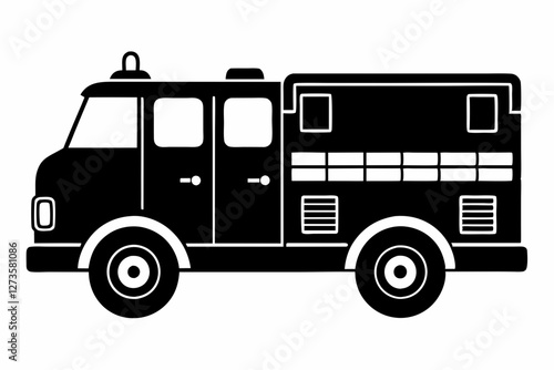 Modern Fire Truck Line Illustration