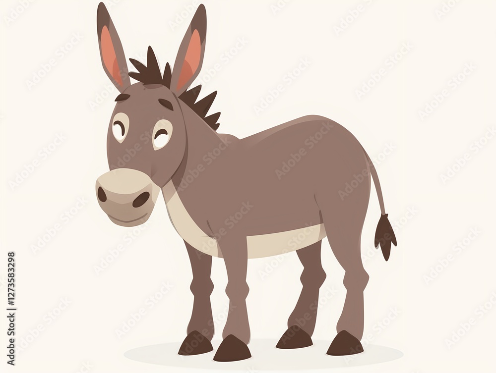 An illustration of a donkey with soft shapes, flat colors, and minimal details An illustration of a donkey with soft shapes, flat colors, and minimal details