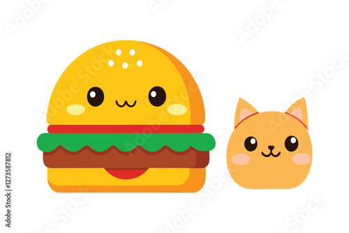 Burger Cartoon Character Vector Illustration for National Hamburger Day.