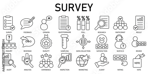 Set of Survey Icons or symbols Vector fully editable file

