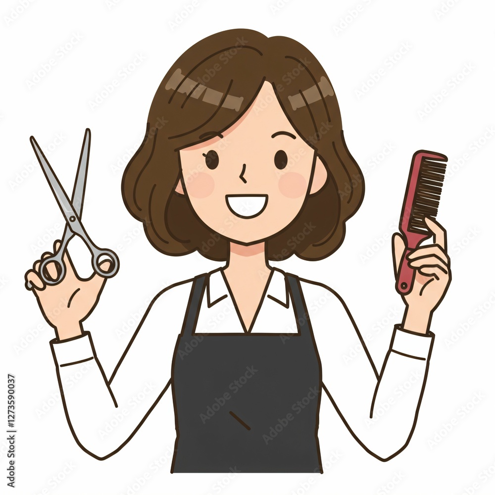 Smiling Female Hairdresser Illustration Smiling Female Hairdresser Illustration
