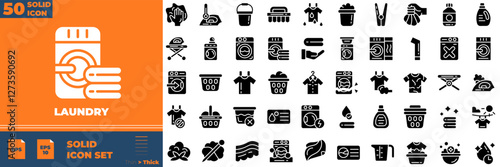 Laundry Solid Editable Icons set. Vector illustration in modern thin solid style of laundry icons: wash, detergent, washer, etc