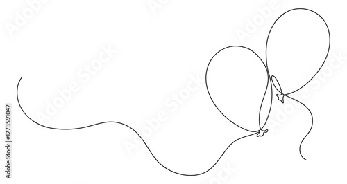 Balloons. Continuous line drawing.