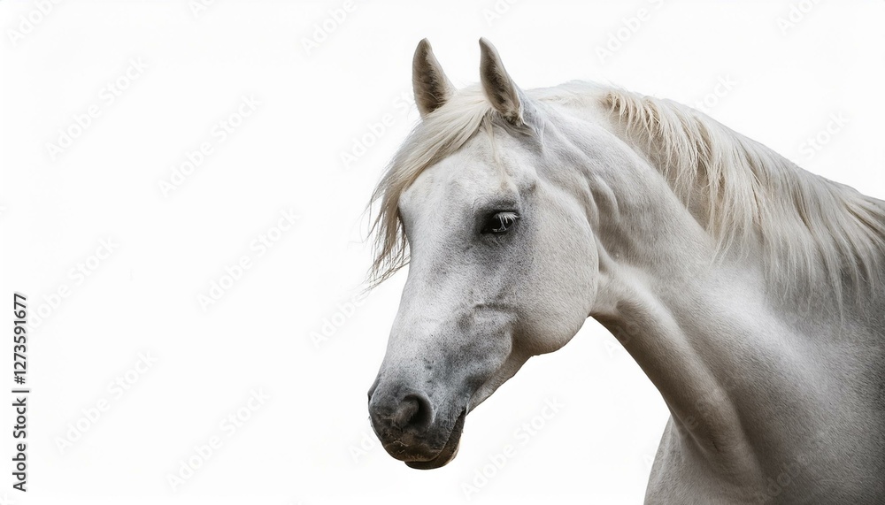 Fototapeta premium 優雅で力強い姿の白い馬のカットアウト