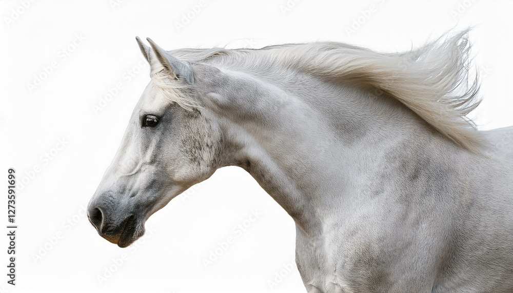 Obraz premium 優雅で力強い姿の白い馬のカットアウト