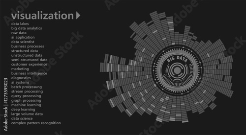 Vektor Big Data Visualisierung von Datenmodellen und Cluster - Systeme und große Datenmengen analysieren und auswerten