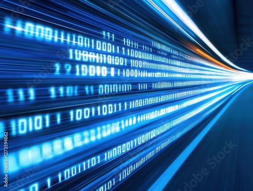 Data transmission acceleration in digital networks virtual environment abstract visualization high-speed perspective technology concept
