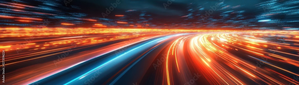 Delivery truck on highway, glowing route display on windshield, futuristic road design, sleek lighting, photorealistic Delivery truck on highway, glowing route display on windshield, futuristic road design, sleek lighting, photorealistic