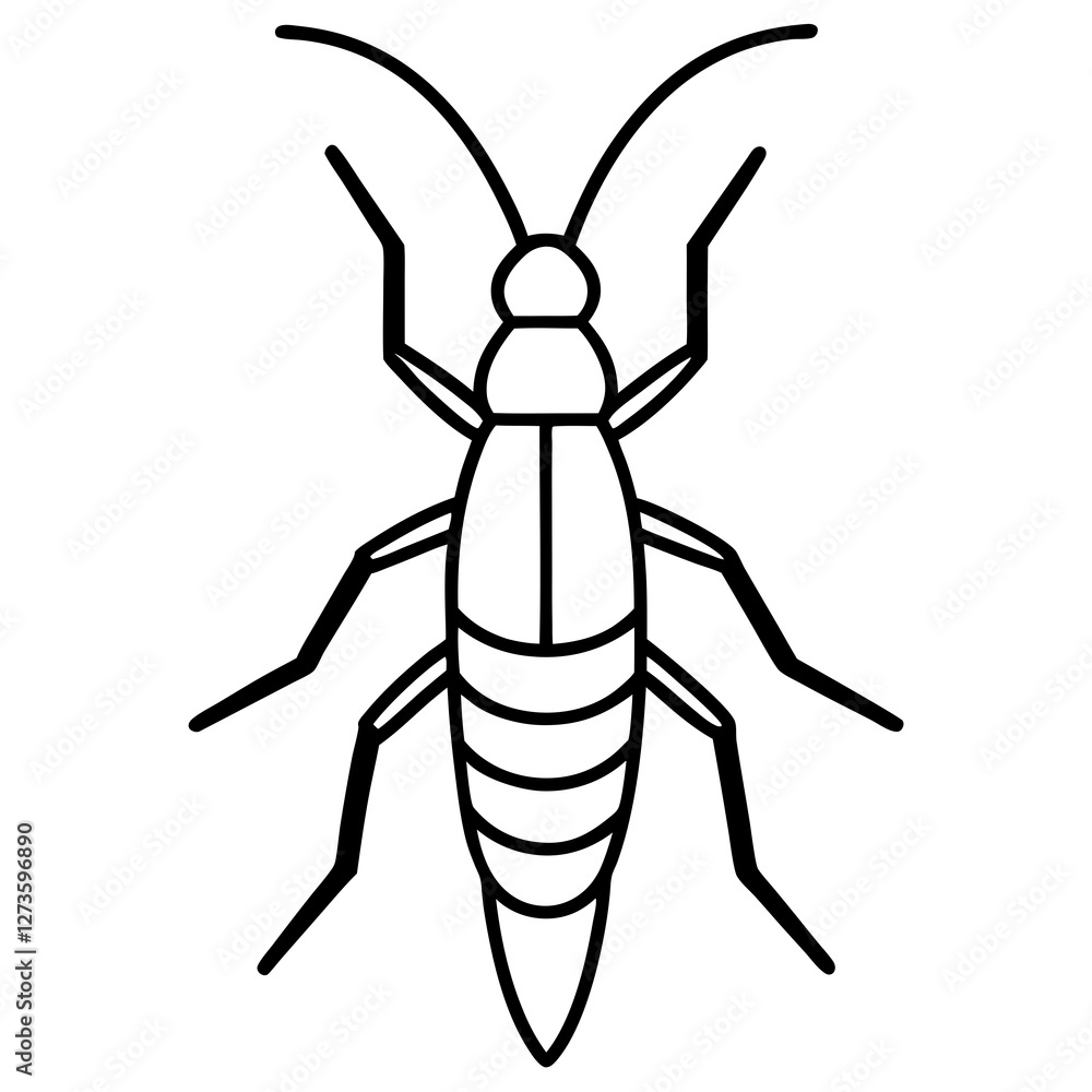 Minimalist Earwig Line Art Vector Minimalist Earwig Line Art Vector
