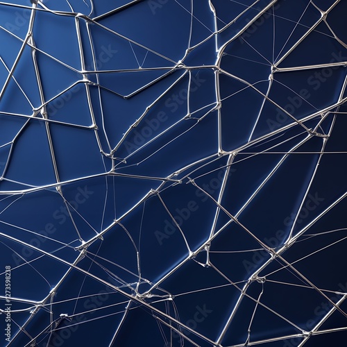 Abstract Metallic Lines Network on Blue