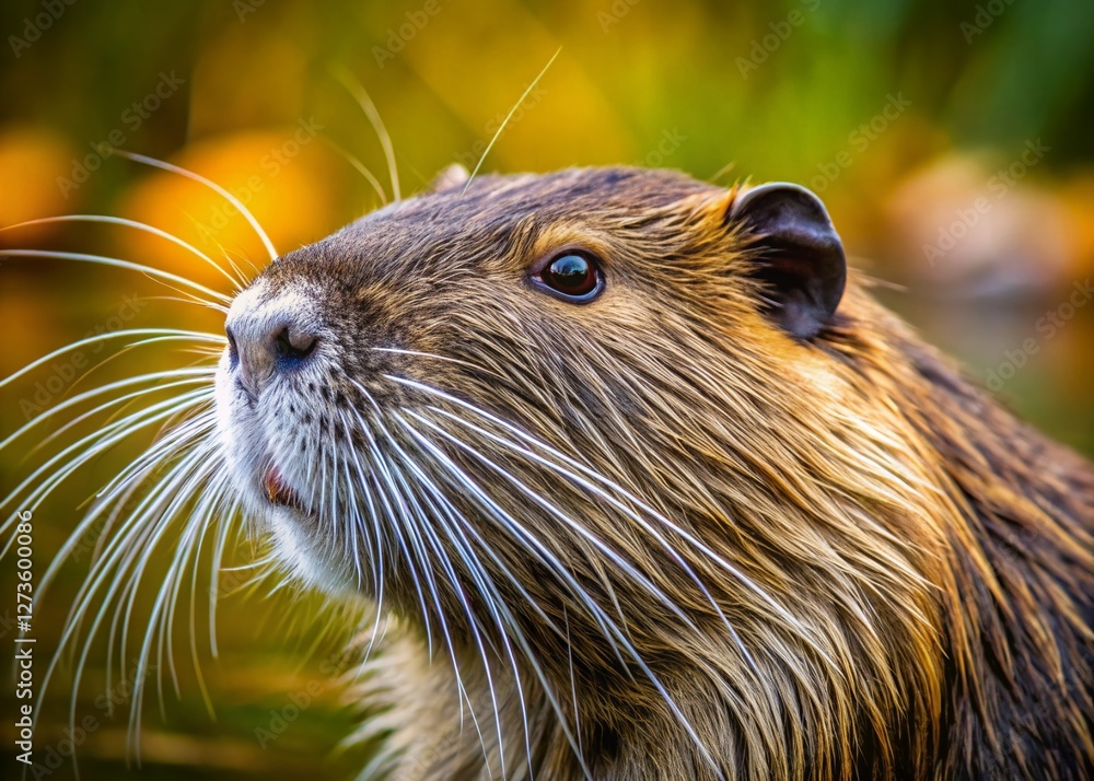 Coypu, Nutria, Water Rat, Semiaquatic Rodent, Myocastor Coypus - Side Profile Medium Shot Coypu, Nutria, Water Rat, Semiaquatic Rodent, Myocastor Coypus - Side Profile Medium Shot
