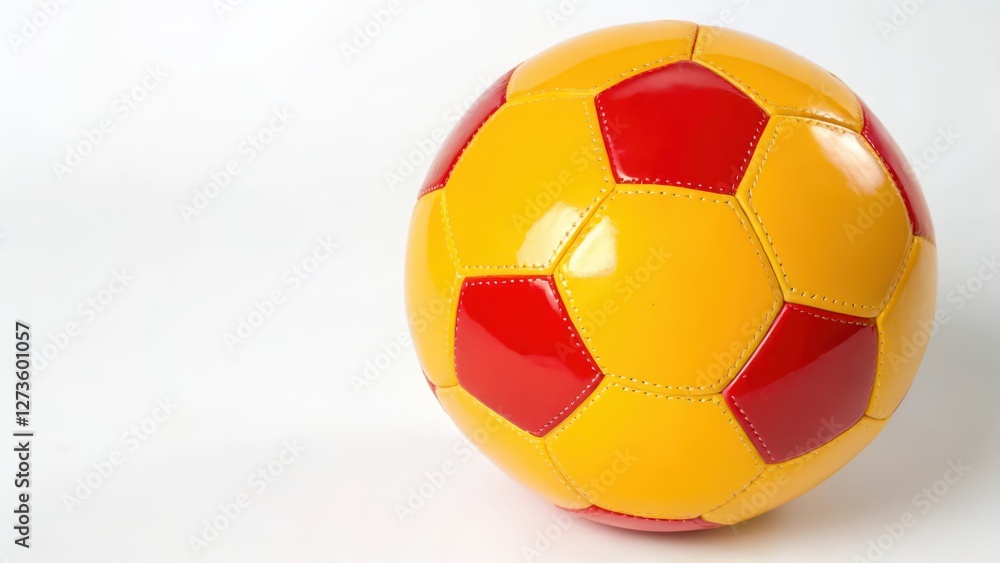 Obraz premium Yellow-Red Soccer Ball on White Background