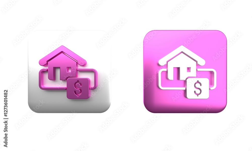 Colorful Hanging sign with text Sale icon isolated on white background. Signboard with text Sale. Square button. 3D render illustration Colorful Hanging sign with text Sale icon isolated on white background. Signboard with text Sale. Square button. 3D render illustration