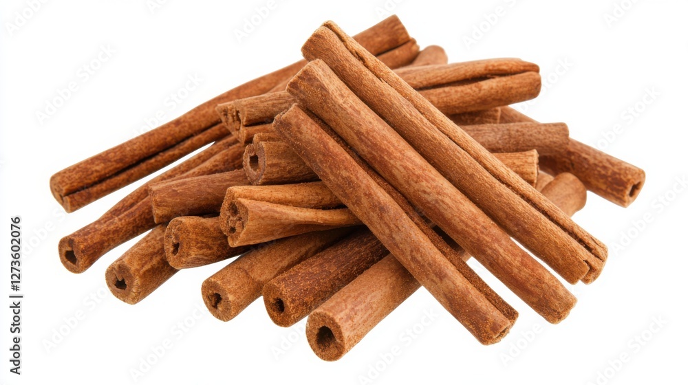 Cinnamon sticks isolated on white background. Cinnamon roll. Spicy spice for baking, desserts and drinks. Fragrant ground cinnamon. Cinnamon sticks isolated on white background. Cinnamon roll. Spicy spice for baking, desserts and drinks. Fragrant ground cinnamon.