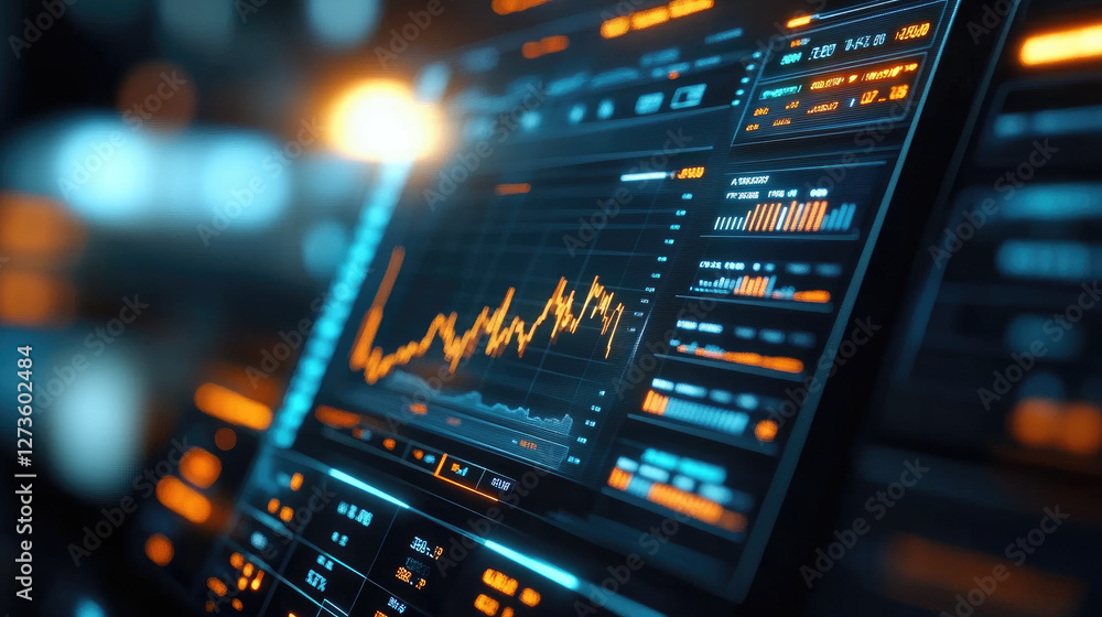 Enhancing economic digital growth modern trading interface with multiple graphs and glowing trend lines in a futuristic business environment Enhancing economic digital growth modern trading interface with multiple graphs and glowing trend lines in a futuristic business environment