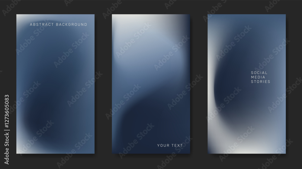 Fototapeta premium Three backgrounds with dark abstract gradients. For posters, banners, covers, etc.