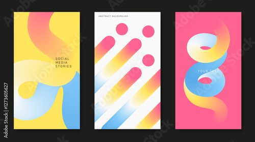 Three abstract posters in pleasant pastel gradient tones.