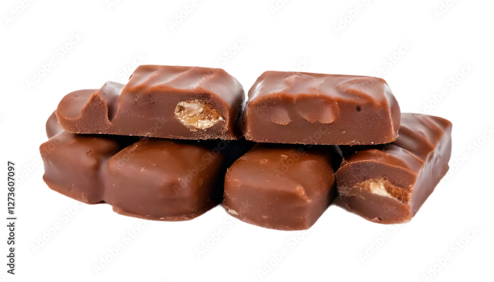 Milk chocolate bars with nut filling isolated on clear png background Milk chocolate bars with nut filling isolated on clear png background