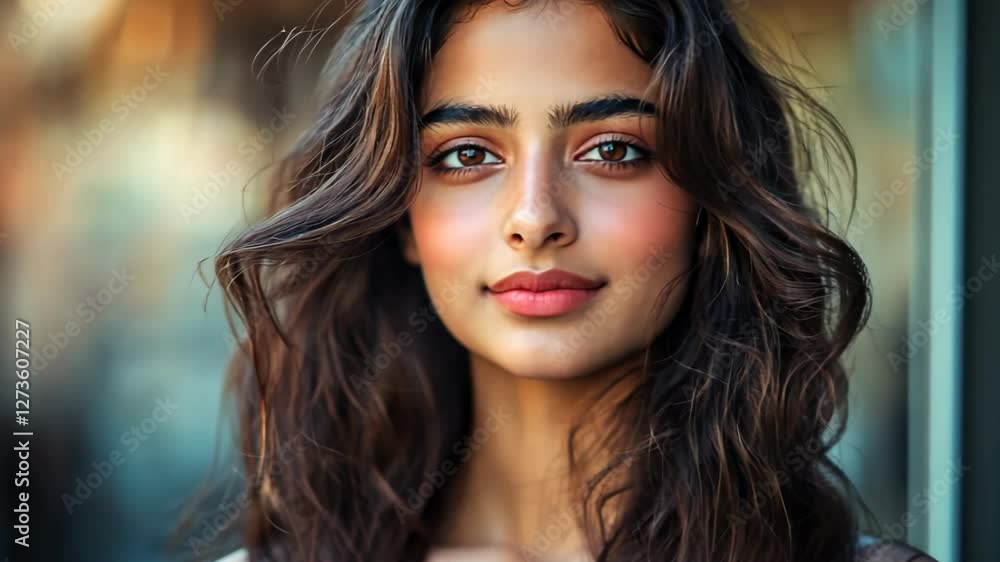 pretty Caucasian woman face portrait motion with plain background pretty Caucasian woman face portrait motion with plain background