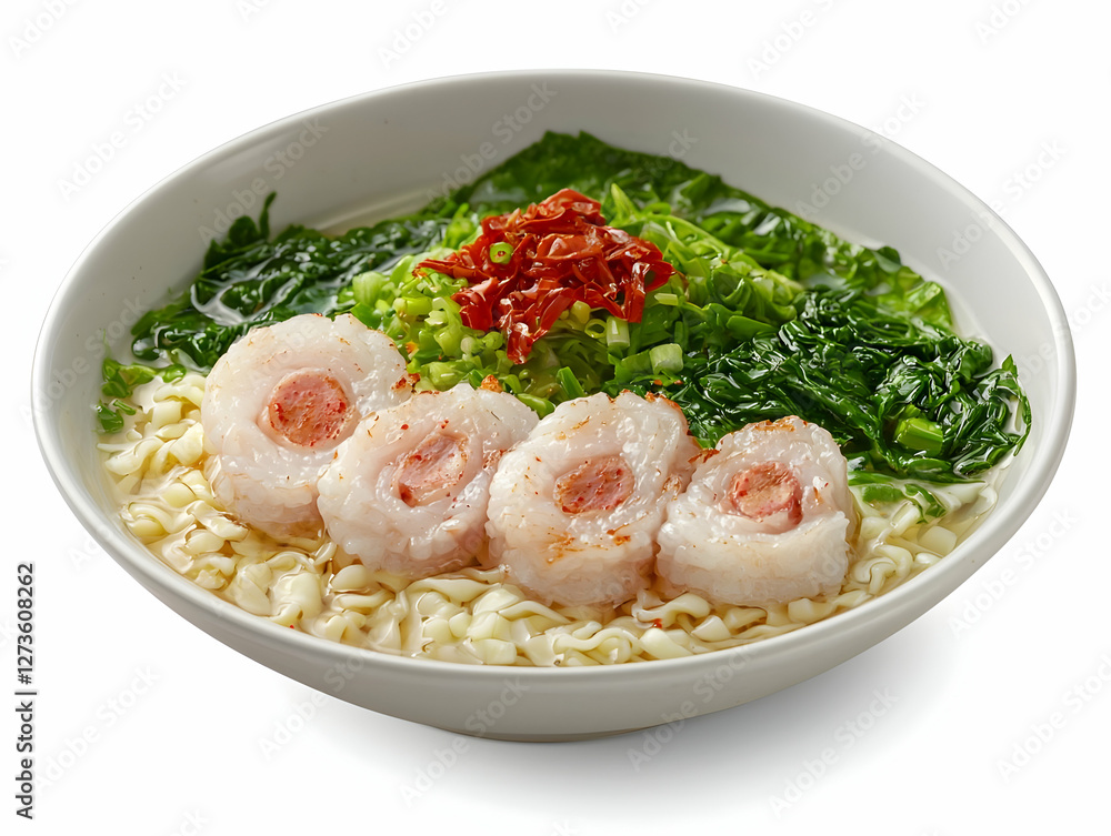 Bowl of Noodle Soup with Stuffed Rolls Bowl of Noodle Soup with Stuffed Rolls
