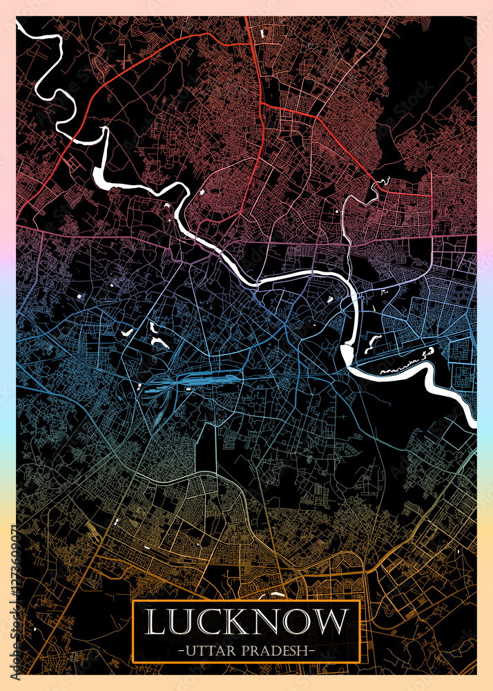 Lucknow City Street Map, modern city background, urban city, watercolor city art, abstract city, urban background, city landscape, city banner district, city house, business city view