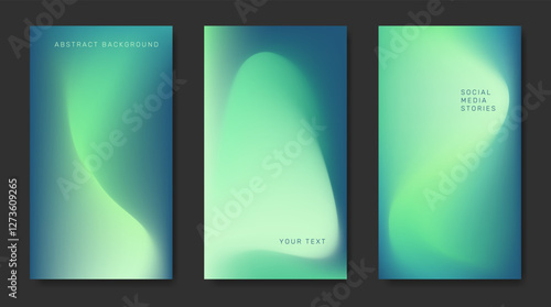 A set of abstract backgrounds with smooth gradients in turquoise tones.