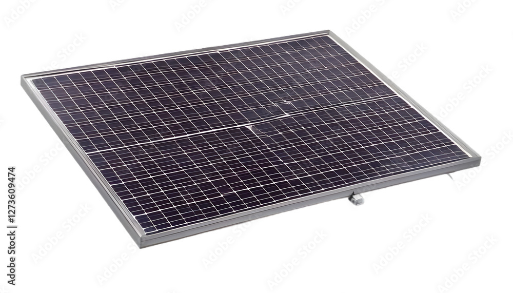 Solar panel array in metal frame isolated on clear png background Solar panel array in metal frame isolated on clear png background