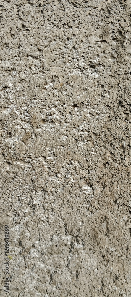 Rough textured concrete wall surface. A close-up view of a rough concrete wall with an uneven, porous texture, showing details of the weathered and unfinished cement surface..Vertical Photo. Rough textured concrete wall surface. A close-up view of a rough concrete wall with an uneven, porous texture, showing details of the weathered and unfinished cement surface..Vertical Photo.