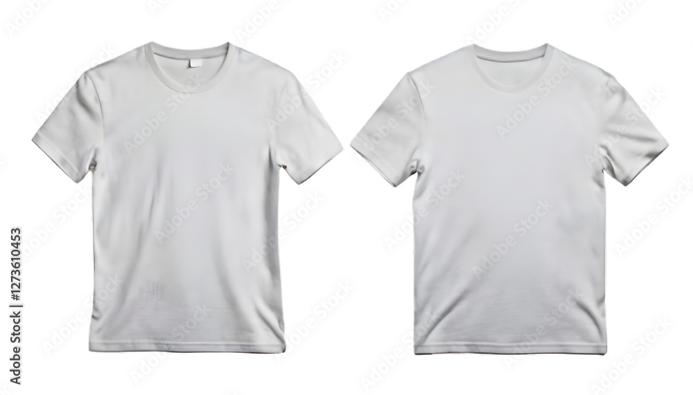 Two blank white t-shirts isolated on clear png background Two blank white t-shirts isolated on clear png background