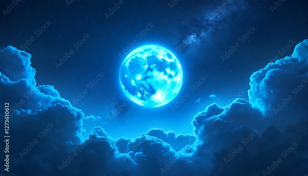 the blue moon and clouds at night. the blue moon and clouds at night.