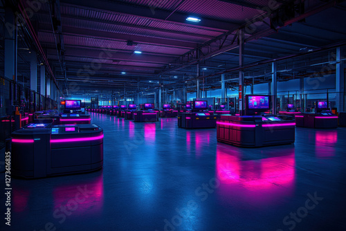 Neon-Lit Technology Room with Futuristic Ambiance 