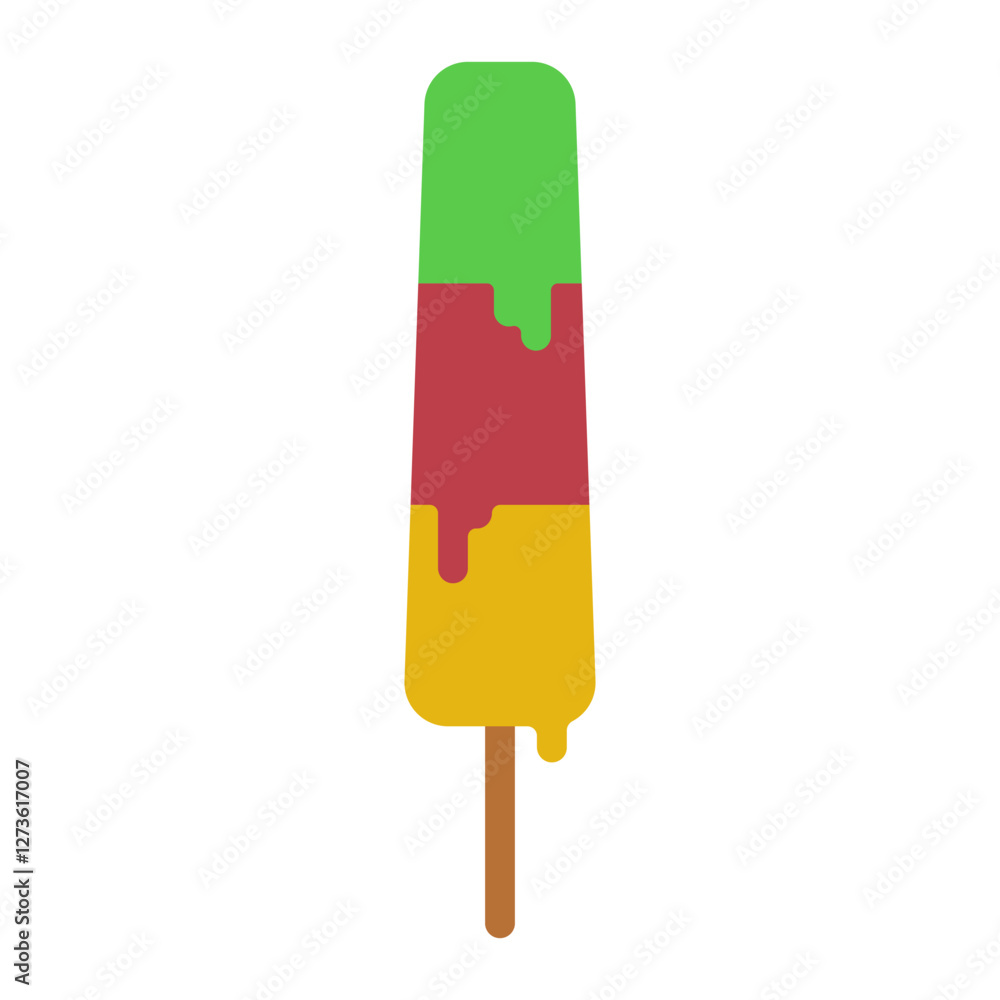 Melting multicolored popsicle illustration on stick. Melting multicolored popsicle illustration on stick.