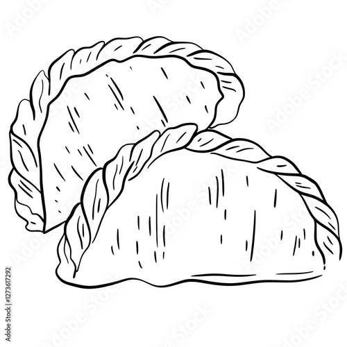 Curry Puff Doodle Outline Hand drawing