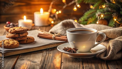 Wallpaper Mural Cozy Scene of Cup Coffee Cookies Table, coffee and cookies Torontodigital.ca