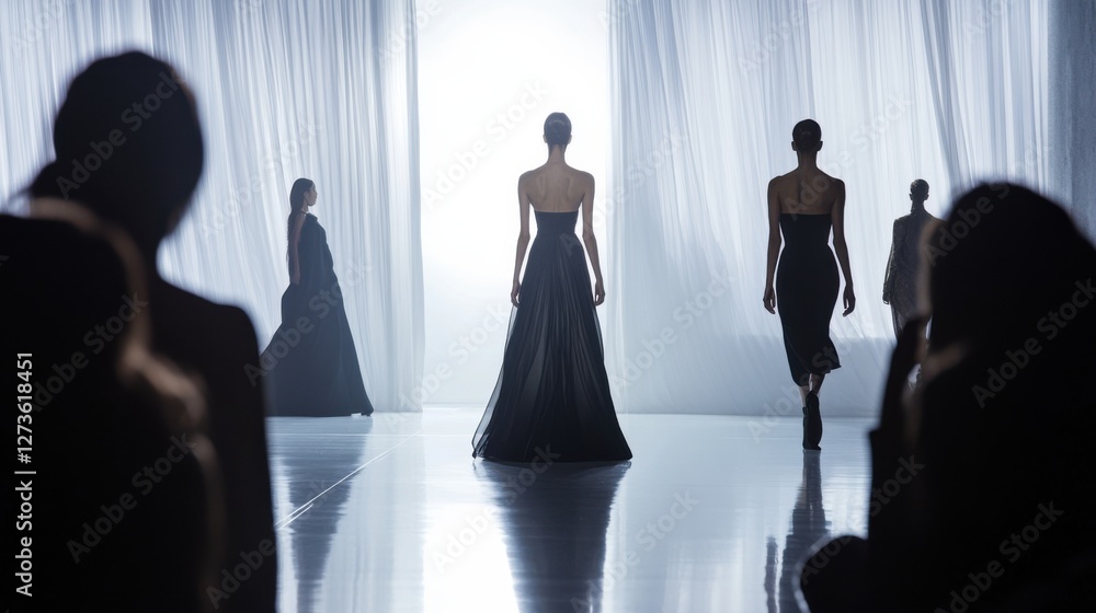 Fototapeta premium Inaugural ceremony for a new fashion runway show. Featuring glamour and style