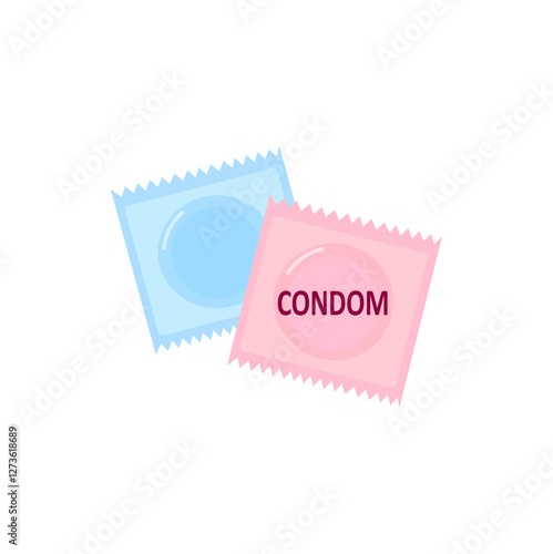 Vector condoms in packages. Contraception concept. Medical isolated flat icon.