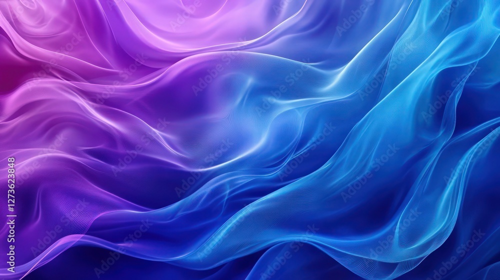 Fototapeta premium A vibrant abstract background with flowing, dynamic waves in shades of blue and purple. The design appears animated, with soft motion effects creating a mesmerizing gradient ripple pattern.