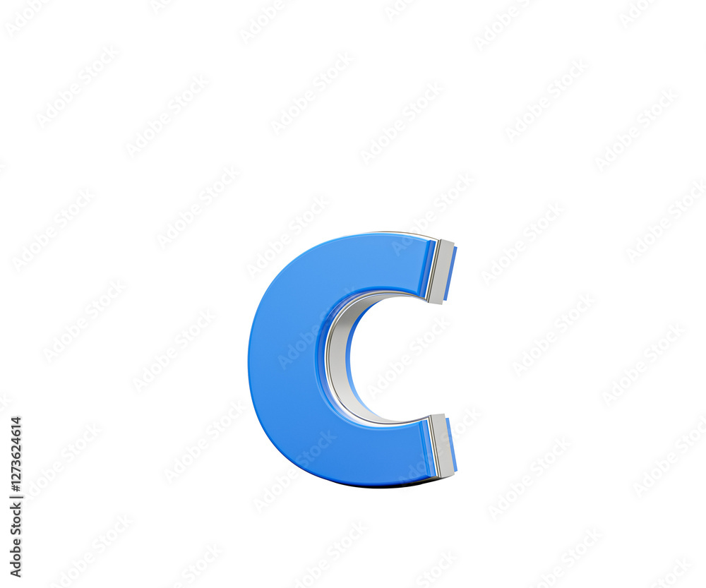 Blue Small Letter c Alphabet c Gleams With Its Sleek Modern Design With Sharp Edges 3D Illustration Blue Small Letter c Alphabet c Gleams With Its Sleek Modern Design With Sharp Edges 3D Illustration