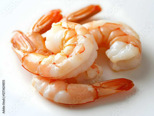 Fresh Shrimp Close-up on White Plate photo