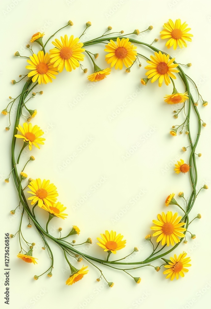 Yellow Daisies Arranged In A Circular Frame Design Yellow Daisies Arranged In A Circular Frame Design