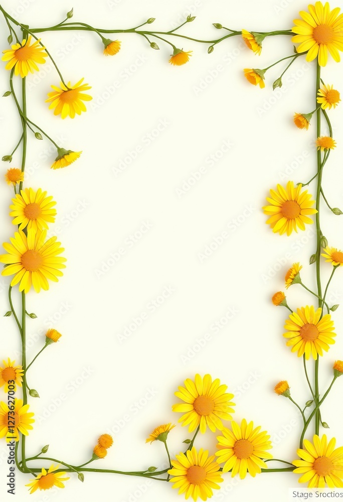 Yellow Flowers Create a Lovely Frame Design