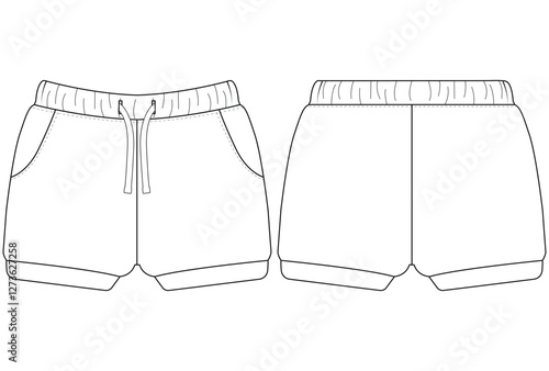 Nfant Boys Half short Pant flat sketch vector illustration