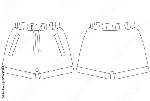 Nfant Boys Half short Pant flat sketch vector illustration