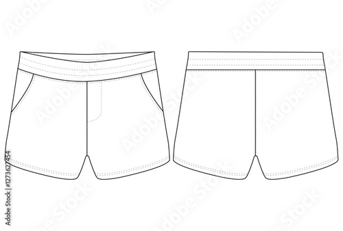 Nfant Boys Half short Pant flat sketch vector illustration