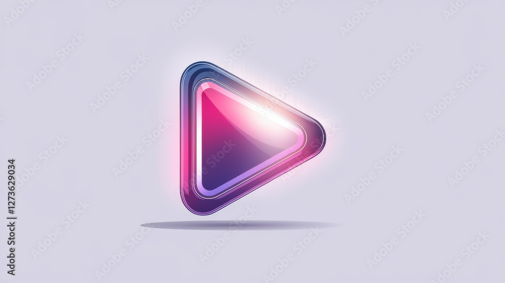 Glossy 3D Play Button with Soft Pastel Neon Glow on Light Background Glossy 3D Play Button with Soft Pastel Neon Glow on Light Background